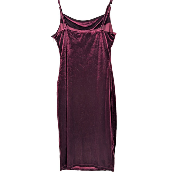 1 State Burgundy Port Velvet Bias Cut Cowl Neck Midi Slip Dress Y2K Glam Medium - Picture 7 of 13